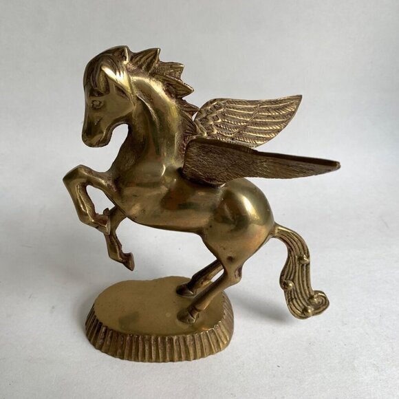 Vintage Brass Pegasus Horse On Stand 7" - Picture 3 of 6
